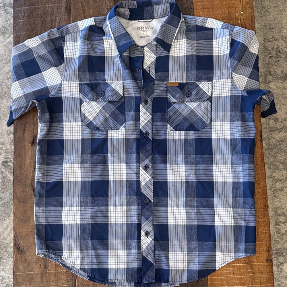 Orvis Blue and White Checkered Shirt